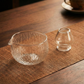 The Glacier Glass Duo | Hammered Chawan & Stand