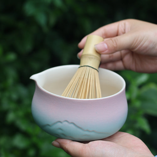 The Fuji Mist Duo | Mountain Relief Chawan & Stand