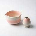 The Blush Ridge Duo | Ribbed Chawan & Stand