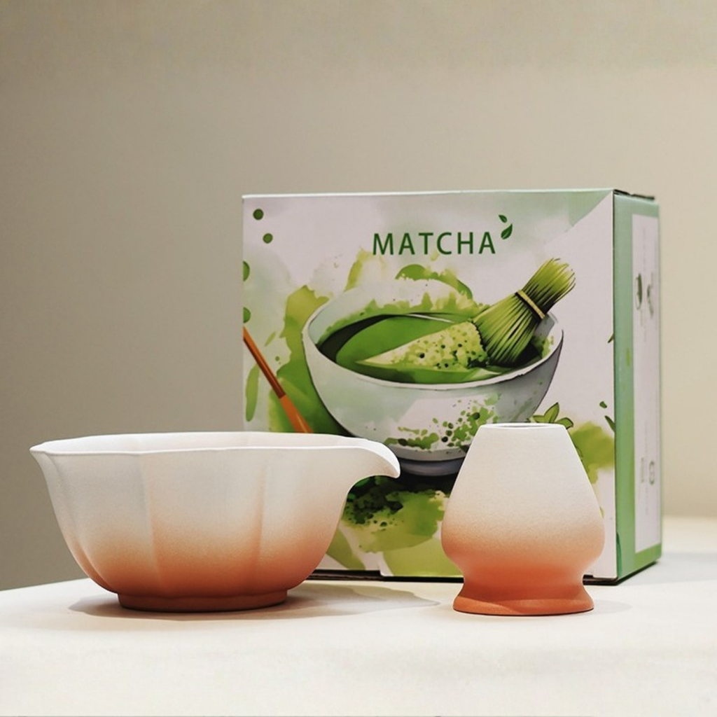 The Dawn Blossom Duo | Floral Chawan & Stand